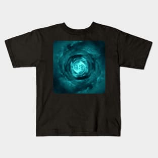 Turquoise Wormhole in Space Kids T-Shirt